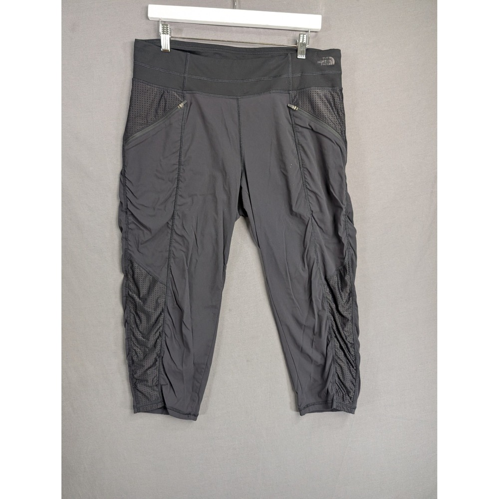 The North Face FlashDry Black Ruched Mesh Cropped Hiking Pants Womens Large